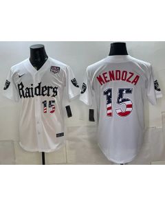 Youth Las Vegas Raiders #15 Fernando Mendoza White USA 250 Fourth of July Vapor Limited Baseball Jersey (Style 7)