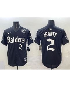 Youth Las Vegas Raiders #2 Ashton Jeanty Black "Gothic Sin City Shadows Edition" With 65th Anniversary Patch Vapor Limited Stitched Baseball Jersey