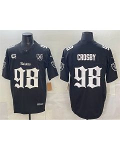 Youth Las Vegas Raiders #98 Maxx Crosby Black F.U.S.E. "Gothic Sin City Shadows Edition" With 65th Anniversary & 3-Star C Patch Vapor Untouchable Limited Stitched Football Jersey (Black)
