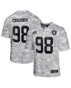 Youth Las Vegas Raiders Maxx Crosby Arctic Camo 2024 Salute to Service Game Jersey (Camo)