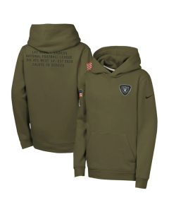 Youth Las Vegas Raiders Olive 2025 Salute to Service Club Fleece Hoodie (Olive)