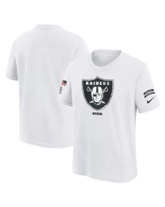 Youth Las Vegas Raiders White 2024 Salute To Service T-Shirt (White)