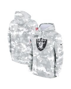 Youth Las Vegas Raiders White/Gray 2024 Salute To Service Pullover Hoodie (White Gray)