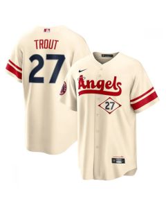 Youth Los Angeles Angels #27 Mike Trout 2022 Cream City Connect Stitched Jersey (Cream)
