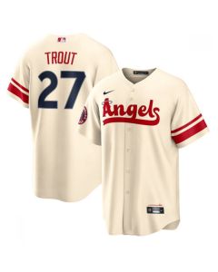 Youth Los Angeles Angels #27 Mike Trout 2022 Cream City Connect Stitched Jersey