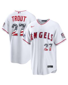 Youth Los Angeles Angels #27 Mike Trout Nike White 2026 All-Star Edition Stars & Stripes Stadium Jersey (White)