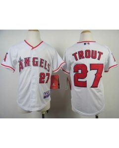 Youth Los Angeles Angels #27 Mike Trout White Cool Base Stitched MLB Jersey (White)