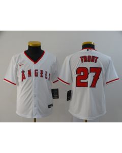 Youth Los Angeles Angels #27 Mike Trout White Cool Base Stitched MLB Jersey