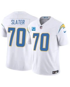 Youth Los Angeles Chargers #70 Rashawn Slater White 2026 2-Star C Patch Vapor F.U.S.E. Limited Jersey