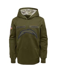 Youth Los Angeles Chargers Olive Salute to Service Pullover Performance NFL Hoodie