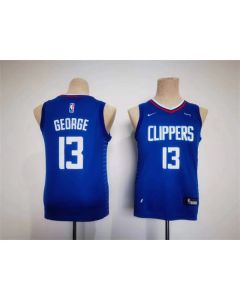 Youth Los Angeles Clippers #13 Paul George Royal Stitched Basketball Jersey