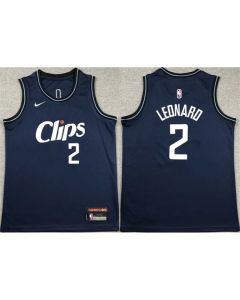 Youth Los Angeles Clippers #2 Kawhi Leonard Navy City Edition Stitched Basketball Jersey