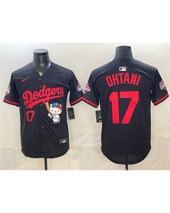 Youth Los Angeles Dodgers #17 Shohei Ohtani Black Hello Kitty Night 2025 World Series Champions Patch Stitched Baseball Jersey (2025)