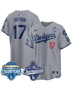 Youth Los Angeles Dodgers #17 Shohei Ohtani Gray 2025 World Series Champions Jersey (Gray)