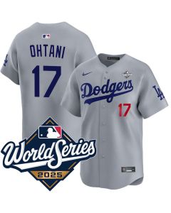 Youth Los Angeles Dodgers #17 Shohei Ohtani Gray 2025 World Series Home Limited Jersey (Gray)