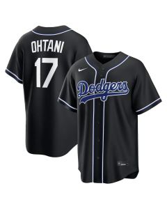 Youth Los Angeles Dodgers #17 Shohei Ohtani Fashion Replica Black Out Jersey (Black)