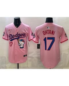 Youth Los Angeles Dodgers #17 Shohei Ohtani Pink Hello Kitty Night 2025 World Series Champions Patch Stitched Baseball Jersey (2025)