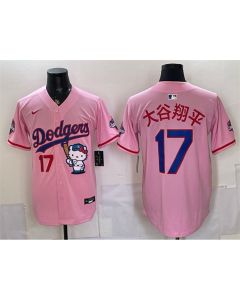 Youth Los Angeles Dodgers #17 Shohei Ohtani Pink Hello Kitty Night 2025 World Series Champions Patch Stitched Baseball Jersey (Style 2)