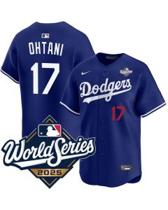 Youth Los Angeles Dodgers #17 Shohei Ohtani Royal 2025 World Series Home Limited Jersey (Royal)