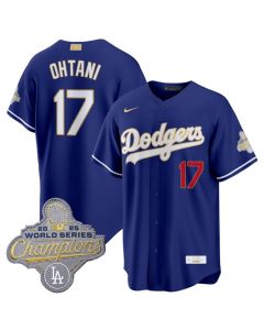 Youth Los Angeles Dodgers #17 Shohei Ohtani Royal 2026 Alternate Gold Collection Stadium Jersey (Gold Royal)