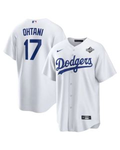 Youth Los Angeles Dodgers #17 Shohei Ohtani White 2025 World Series Home Replica Player Jersey (White)
