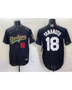 Youth Los Angeles Dodgers #18 Yoshinobu Yamamoto Black Mexico Limited Jersey (Black)