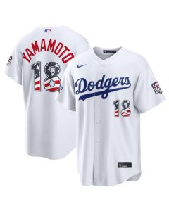 Youth Los Angeles Dodgers #18 Yoshinobu Yamamoto White 2026 All-Star Edition Stars & Stripes Stadium Jersey (White)