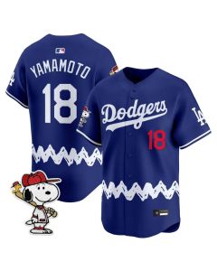 Youth Los Angeles Dodgers #18 Yoshinobu Yamamoto Royal LAD x Peanuts 2026 Baseball Jersey (Royal)
