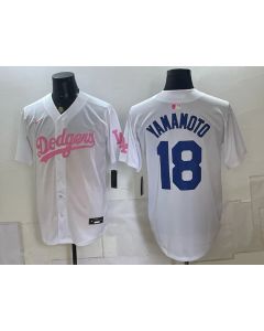 Youth Los Angeles Dodgers #18 Yoshinobu Yamamoto White Cool Base Stitched Baseball Jersey (Style 4)