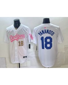 Youth Los Angeles Dodgers #18 Yoshinobu Yamamoto White Cool Base Stitched Baseball Jersey (Style 5)