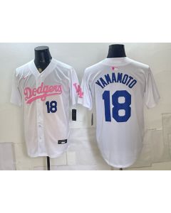 Youth Los Angeles Dodgers #18 Yoshinobu Yamamoto White Cool Base Stitched Baseball Jersey (Style 6)