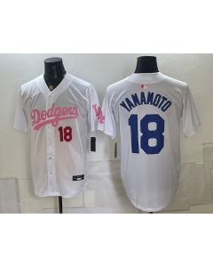 Youth Los Angeles Dodgers #18 Yoshinobu Yamamoto White Cool Base Stitched Baseball Jersey (Style 7)