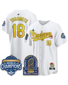 Youth Los Angeles Dodgers #18 Yoshinobu Yamamoto White LAD x PKM 2026 Baseball Jersey (White)