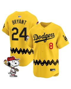 Youth Los Angeles Dodgers #24 Kobe Bryant Gold LAD x Peanuts 2026 Baseball Jersey (Gold)
