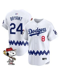 Youth Los Angeles Dodgers #24 Kobe Bryant White LAD x Peanuts 2026 Baseball Jersey (White)