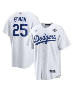 Youth Los Angeles Dodgers #25 Tommy Edman White 2025 World Series Home Replica Player Jersey (White)