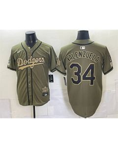 Youth Los Angeles Dodgers #34 Fernando Valenzuela Olive 2026 Armed Forces Day Baseball Jersey (Olive)