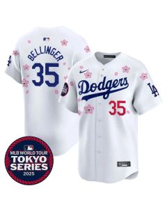Youth Los Angeles Dodgers #35 Cody Bellinger White Tokyo 2025 Cool Base Stitched Baseball Jersey (White)