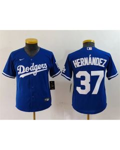 Youth Los Angeles Dodgers #37 Teoscar Hernandez Blue Stitched Baseball Jersey (Blue)