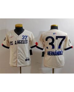 Youth Los Angeles Dodgers #37 Teoscar Hernandez Cream 2024 City Connect Limited Stitched Baseball Jersey (Cream)
