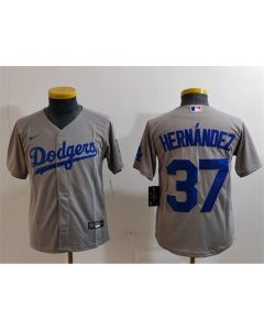 Youth Los Angeles Dodgers #37 Teoscar Hernandez Grey Stitched Baseball Jersey (Grey)
