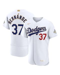 Youth Los Angeles Dodgers #37 Teoscar Hernandez Nike White 2026 Gold Collection Authentic Jersey (White Gold)