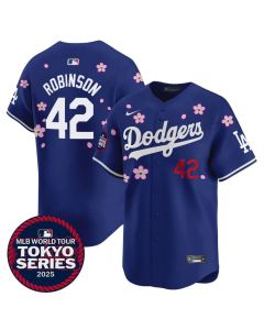 Youth Los Angeles Dodgers #42 Jackie Robinson Royal Tokyo 2025 Cool Base Stitched Baseball Jersey (Royal)
