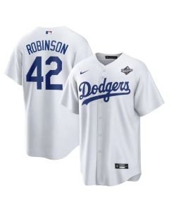 Youth Los Angeles Dodgers #42 Jackie Robinson White 2025 World Series Replica Player Jersey (White)