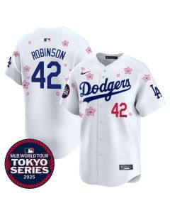 Youth Los Angeles Dodgers #42 Jackie Robinson White Tokyo 2025 Cool Base Stitched Baseball Jersey (White)