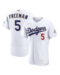 Youth Los Angeles Dodgers #5 Freddie Freeman Nike White 2026 Gold Collection Authentic Jersey (White Gold)