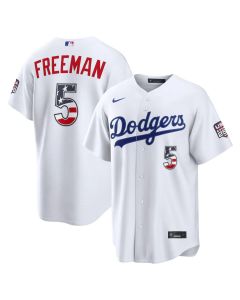 Youth Los Angeles Dodgers #5 Freddie Freeman White USA 250 Fourth of July Home Stadium Jersey (White)