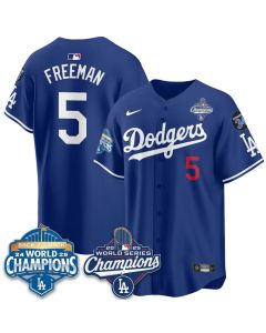 Youth Los Angeles Dodgers #5 Freddie Freeman Royal 2025 World Series Champions Jersey (Royal)