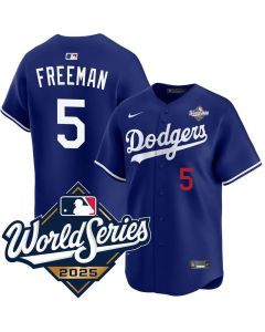 Youth Los Angeles Dodgers #5 Freddie Freeman Royal 2025 World Series Home Limited Jersey (Royal)