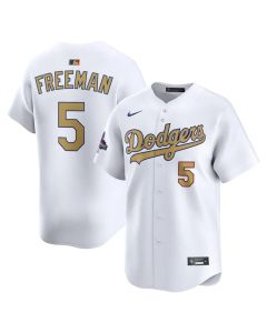 Youth Los Angeles Dodgers #5 Freddie Freeman White 2025 Gold Collection Limited Jersey (White Gold)